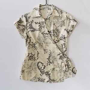 VanHeusen Studio Ivory and Gray Blouse Sz XS
